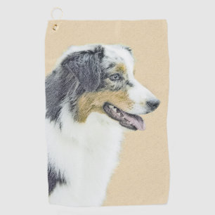 Australian Shepherd Painting - Original Dog Art Golf Towel