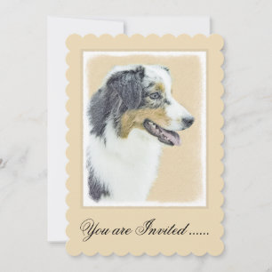 Australian Shepherd Painting - Original Dog Art Invitation