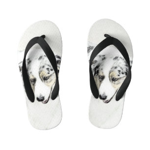 Australian Shepherd Painting - Original Dog Art Kid's Thongs