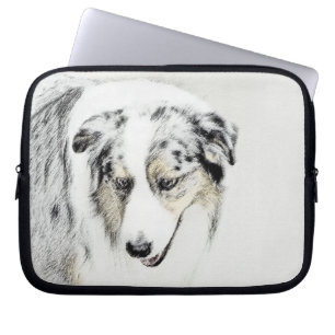 Australian Shepherd Painting - Original Dog Art Laptop Sleeve