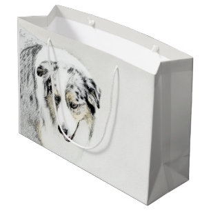 Australian Shepherd Painting - Original Dog Art Large Gift Bag
