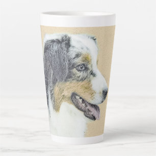 Australian Shepherd Painting - Original Dog Art Latte Mug