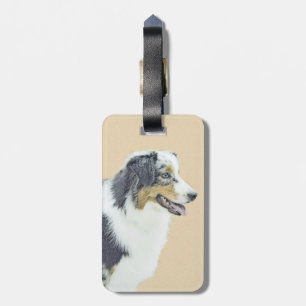 Australian Shepherd Painting - Original Dog Art Luggage Tag