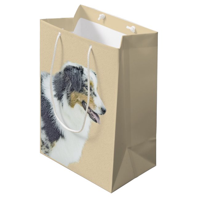 Australian Shepherd Painting - Original Dog Art Medium Gift Bag (Front Angled)
