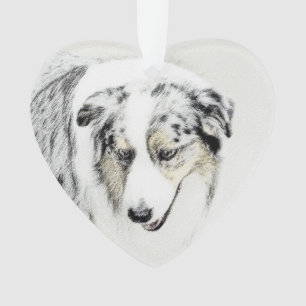 Australian Shepherd Painting - Original Dog Art Ornament