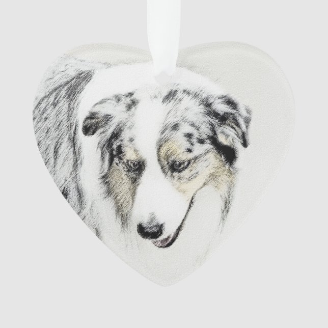 Australian Shepherd Painting - Original Dog Art Ornament (Front)