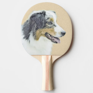 Australian Shepherd Painting - Original Dog Art Ping Pong Paddle
