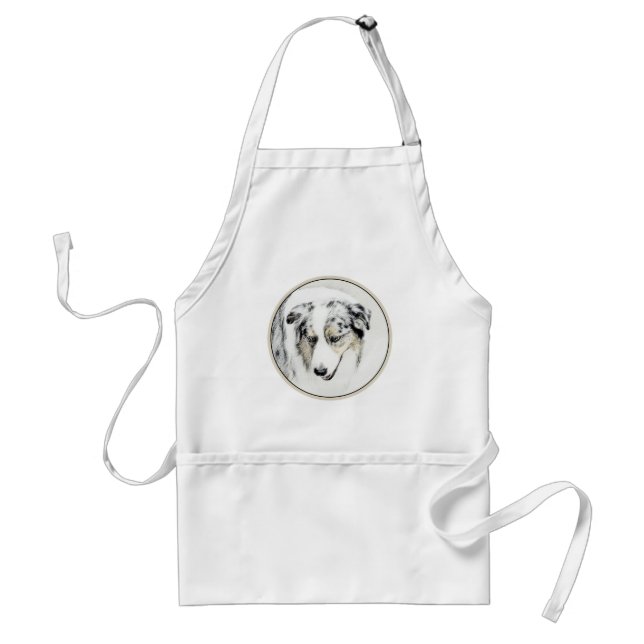 Australian Shepherd Painting - Original Dog Art Standard Apron (Front)