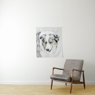 Australian Shepherd Painting - Original Dog Art Tapestry