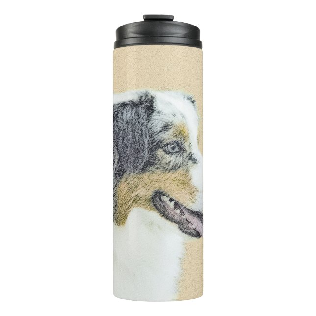 Australian Shepherd Painting - Original Dog Art Thermal Tumbler (Front)
