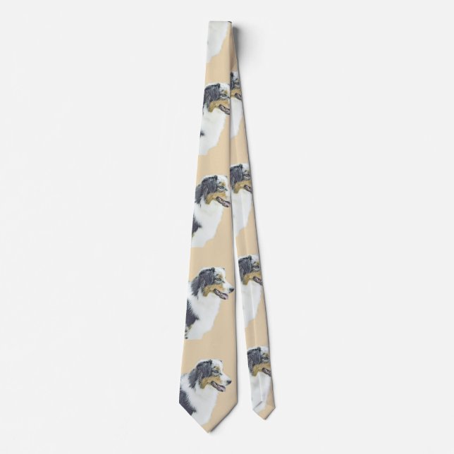 Australian Shepherd Painting - Original Dog Art Tie (Front)