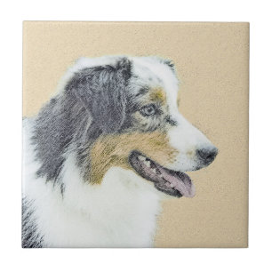 Australian Shepherd Painting - Original Dog Art Tile