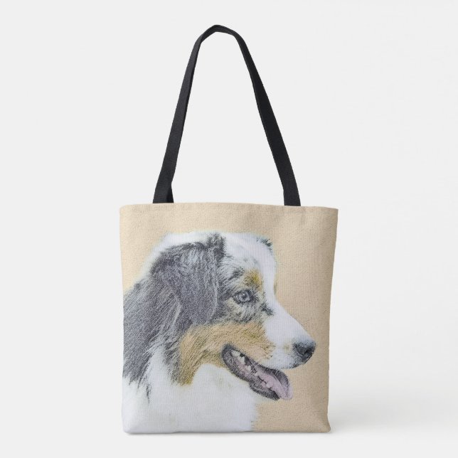 Australian Shepherd Painting - Original Dog Art Tote Bag (Back)
