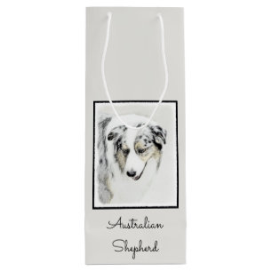 Australian Shepherd Painting - Original Dog Art Wine Gift Bag