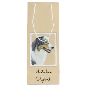 Australian Shepherd Painting - Original Dog Art Wine Gift Bag