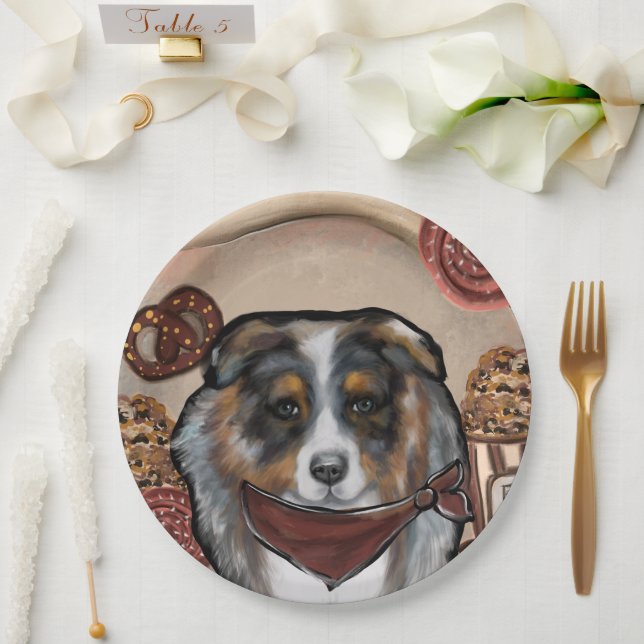  AUSTRALIAN SHEPHERD PAPER PLATE (Wedding)