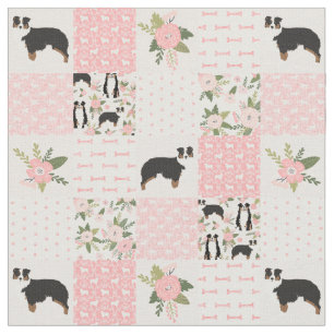 Australian Shepherd patchwork buffalo plaid Fabric