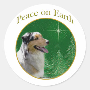Australian Shepherd Peace Classic Round Sticker