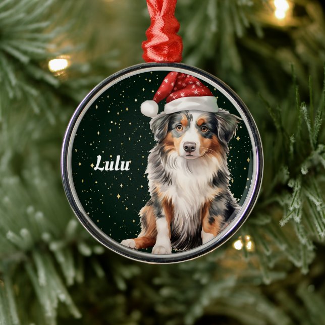 Australian Shepherd Personalised Christmas  Metal Ornament (Tree)