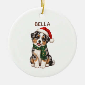 Australian Shepherd Personalized Xmas Ornament