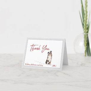 Australian Shepherd Pet Dog Personalise Bone   Thank You Card
