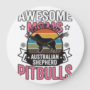 Australian Shepherd Pet Lover Vintage Dog Shirt De Large Clock