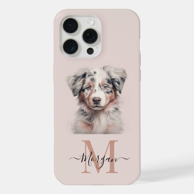 Australian Shepherd pink iPhone 15 Pro Max case (Back)