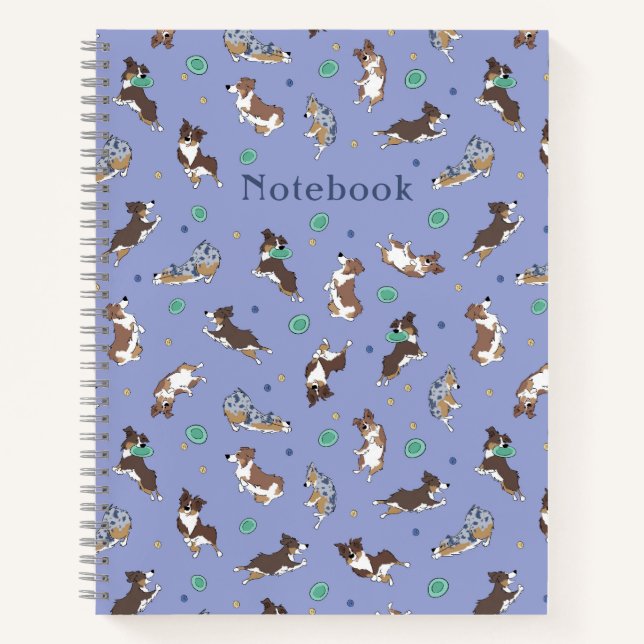 Australian Shepherd Play Fun Custom Spiral Notebook (Front)