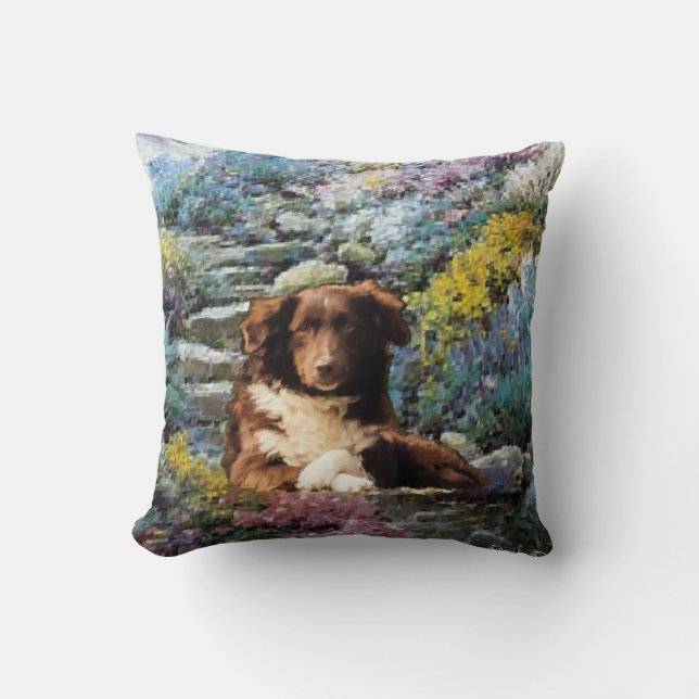 Australian Shepherd Poem Summer Garden Cushion (Front)