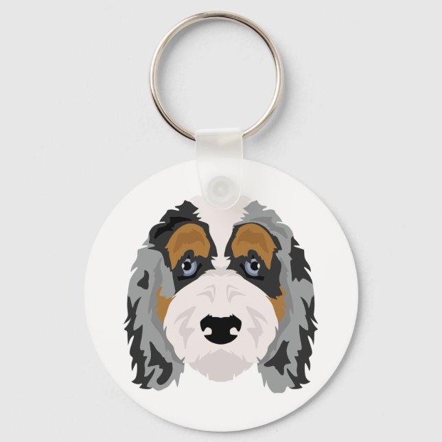 Australian Shepherd Poodle mix, Aussie Doodle Key  Ring (Back)