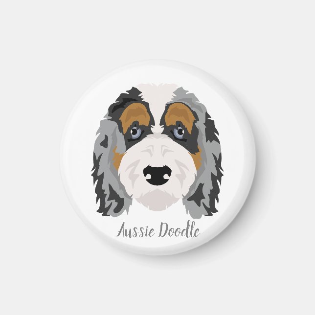Australian Shepherd Poodle mix Badge Magnet (Front)