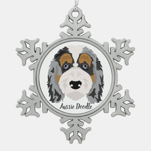Australian Shepherd Poodle mix Christmas Ornament (Front)
