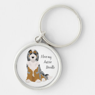Australian Shepherd Poodle mix Keychain