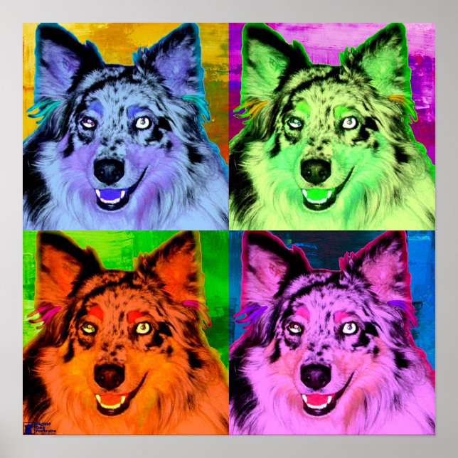 Australian Shepherd Pop Art Poster (Front)