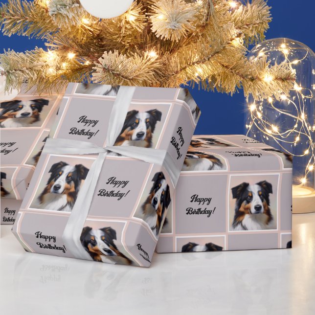 Australian Shepherd Portrait Wrapping Paper (Holidays)