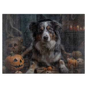 Australian Shepherd Pumpkins Halloween Scary Cutting Board