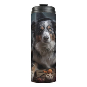 Australian Shepherd Pumpkins Halloween Scary Thermal Tumbler