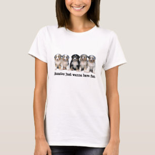 Australian Shepherd Puppies Ladies Shirt
