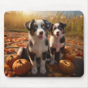 Australian Shepherd Puppy Autumn Delight Pumpkin Mouse Pad