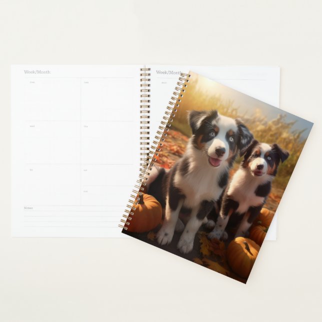 Australian Shepherd Puppy Autumn Delight Pumpkin Planner (Display)