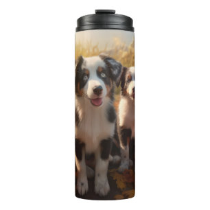 Australian Shepherd Puppy Autumn Delight Pumpkin Thermal Tumbler