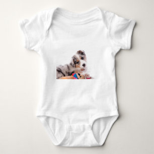 Australian shepherd puppy baby bodysuit