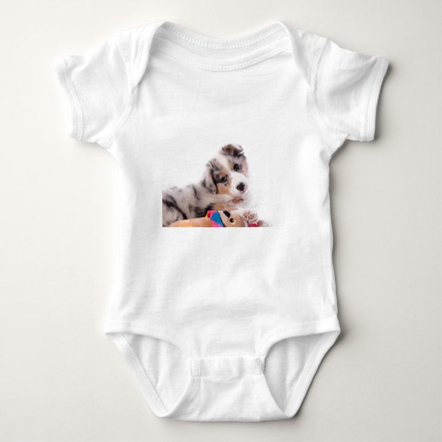Australian shepherd puppy baby bodysuit (Front)