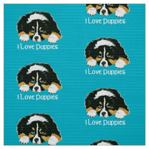 Australian Shepherd Puppy Polyester Poplin fabric