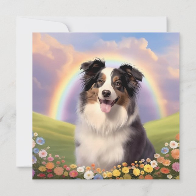 Australian Shepherd Rainbow Bridge Custom Name Dog (Front)