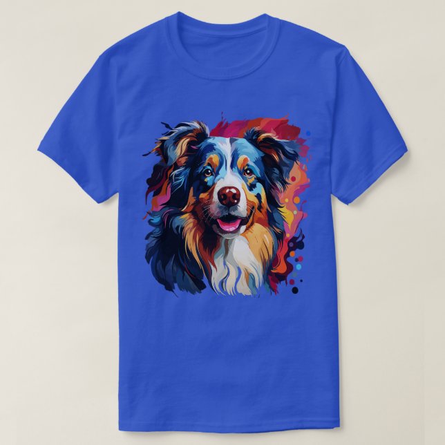 Australian Shepherd Rainbow T-Shirt (Design Front)