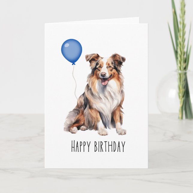 Australian Shepherd Red Aussie Birthday Card (Front)