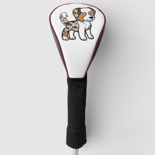 Australian Shepherd Red Merele Cartoon with Tail Golf Head Cover