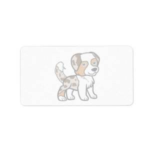 Australian Shepherd Red Merele Cartoon with Tail Label