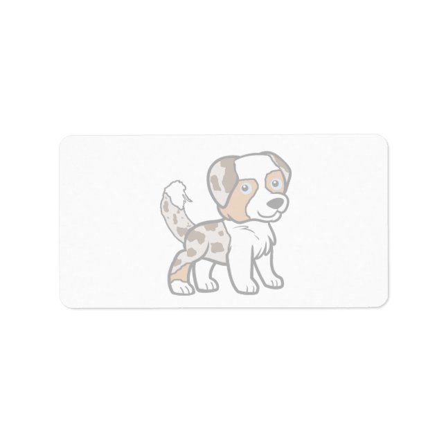 Australian Shepherd Red Merele Cartoon with Tail Label (Front)